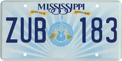 MS license plate ZUB183