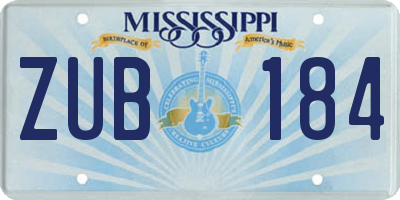 MS license plate ZUB184