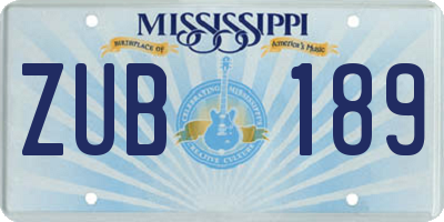 MS license plate ZUB189