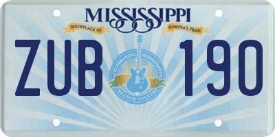 MS license plate ZUB190