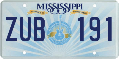 MS license plate ZUB191