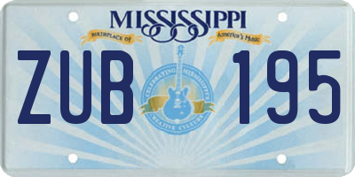 MS license plate ZUB195