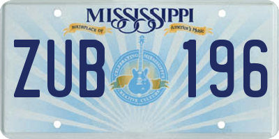 MS license plate ZUB196