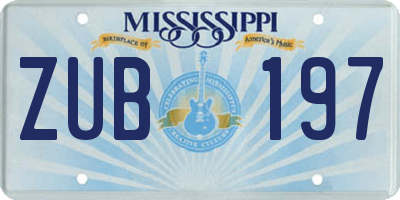 MS license plate ZUB197