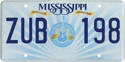 MS license plate ZUB198