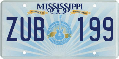 MS license plate ZUB199