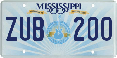 MS license plate ZUB200