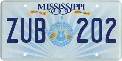 MS license plate ZUB202