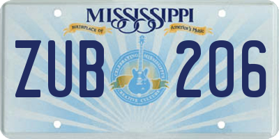 MS license plate ZUB206