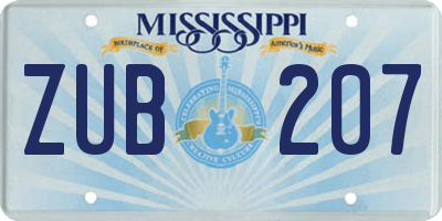 MS license plate ZUB207