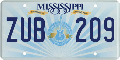 MS license plate ZUB209