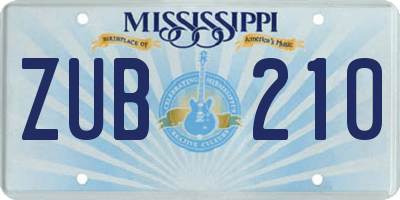 MS license plate ZUB210