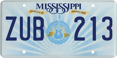 MS license plate ZUB213