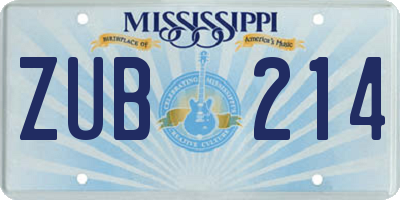 MS license plate ZUB214