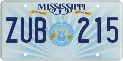 MS license plate ZUB215