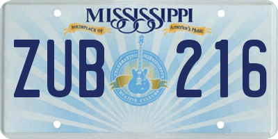 MS license plate ZUB216