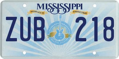 MS license plate ZUB218