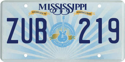 MS license plate ZUB219