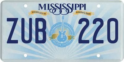 MS license plate ZUB220