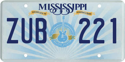 MS license plate ZUB221