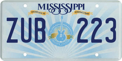 MS license plate ZUB223