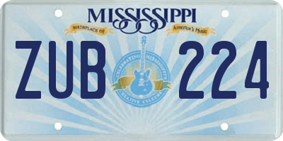 MS license plate ZUB224