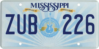 MS license plate ZUB226