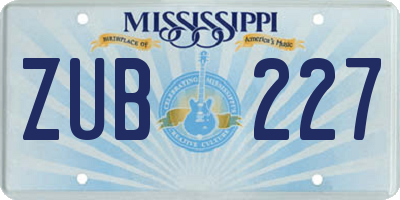 MS license plate ZUB227