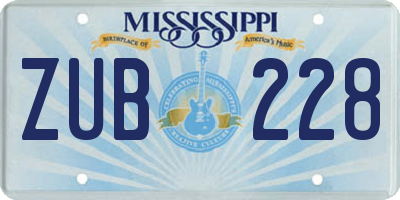 MS license plate ZUB228
