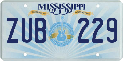 MS license plate ZUB229