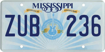 MS license plate ZUB236