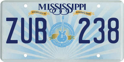 MS license plate ZUB238