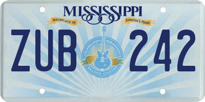 MS license plate ZUB242