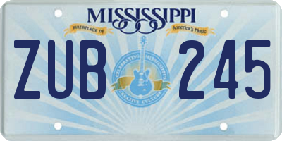 MS license plate ZUB245