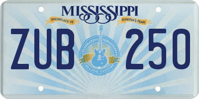 MS license plate ZUB250