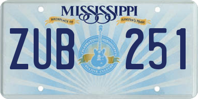 MS license plate ZUB251