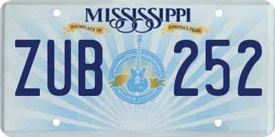 MS license plate ZUB252
