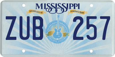 MS license plate ZUB257