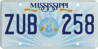 MS license plate ZUB258