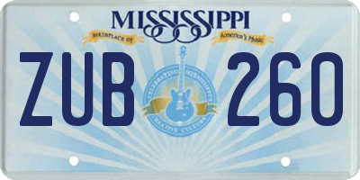MS license plate ZUB260