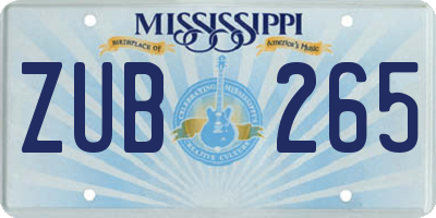 MS license plate ZUB265