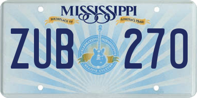 MS license plate ZUB270