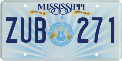 MS license plate ZUB271