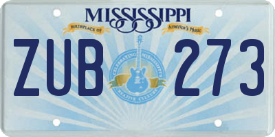 MS license plate ZUB273