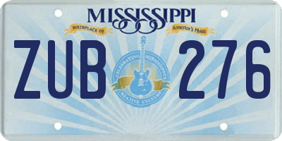 MS license plate ZUB276