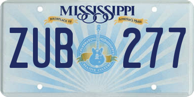 MS license plate ZUB277