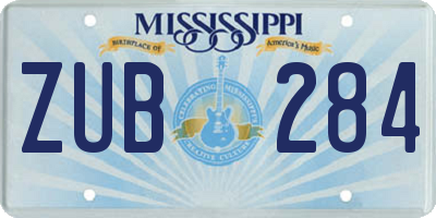 MS license plate ZUB284