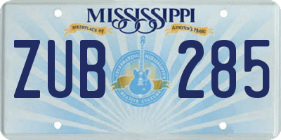 MS license plate ZUB285