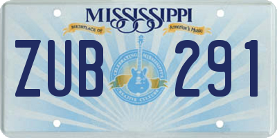 MS license plate ZUB291