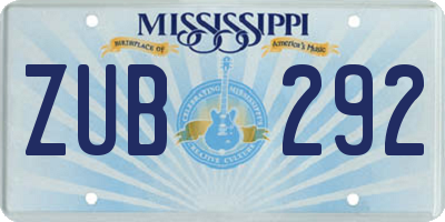 MS license plate ZUB292